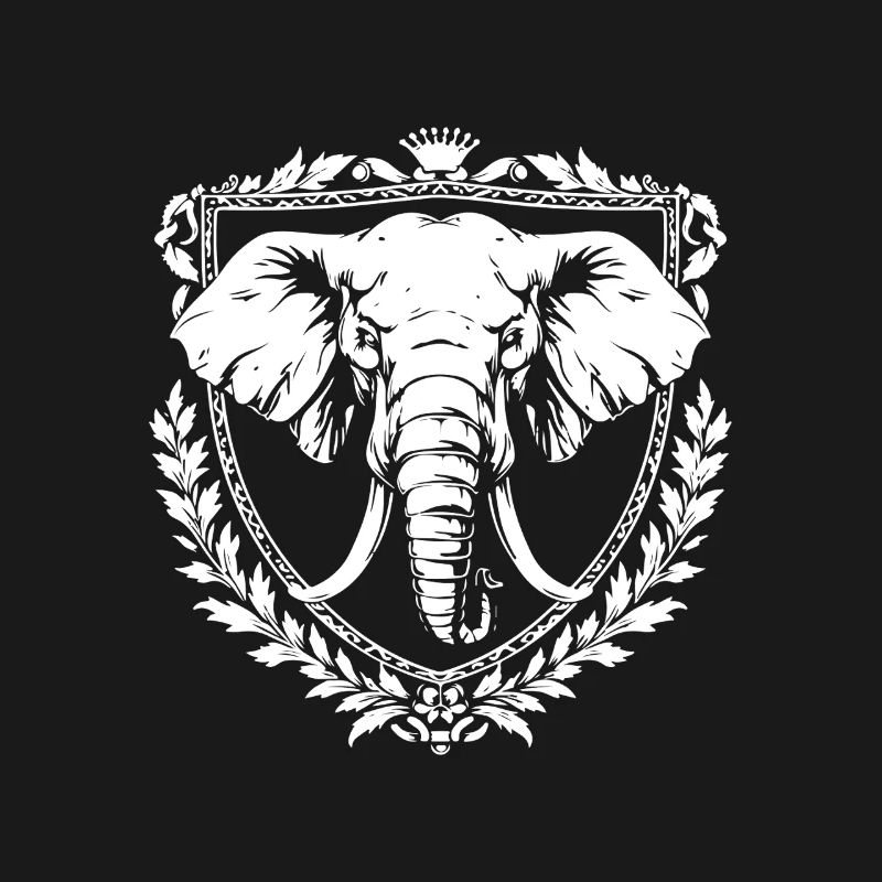 Elephant in a laurel frame