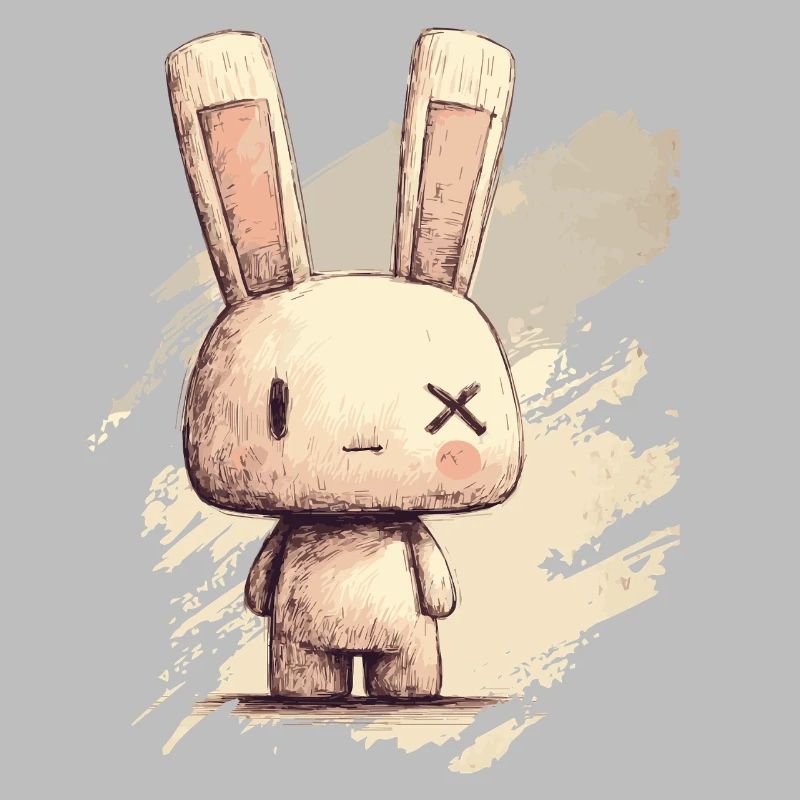 Cute rabbit with X-eyes