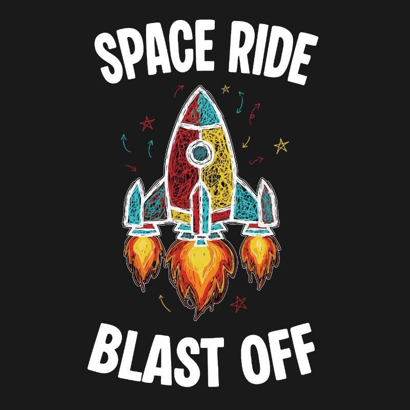 Fusée Espace Retro Scribble Blast Off