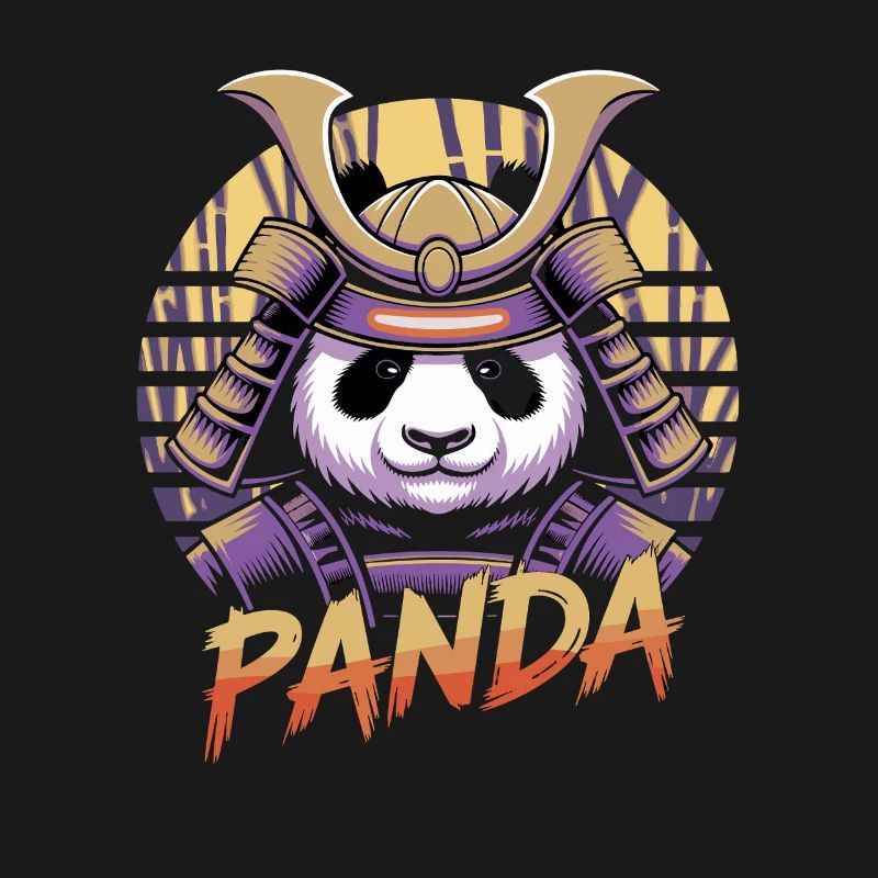 Warlike Panda Samurai Illustration