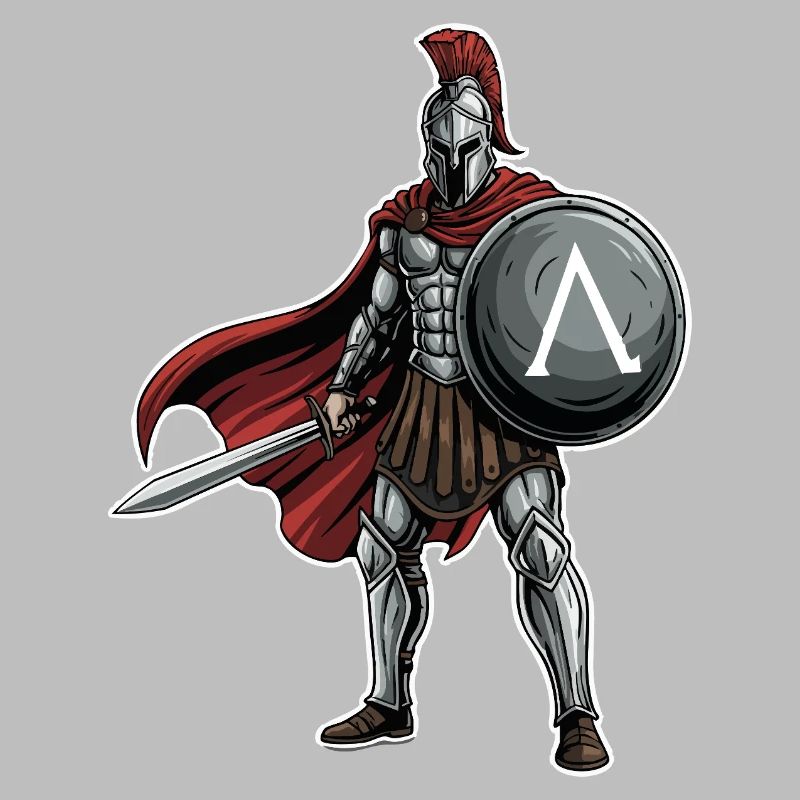 Hoplite Spartan Lambda Shield Sword Mascot