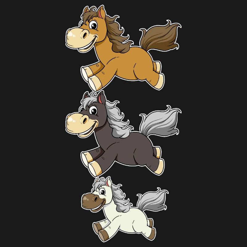 Three Galloping Horses Comic Design