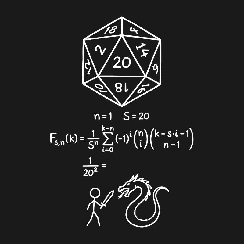 D20 Dice Probability Shirt RPG Nerd Math Geek