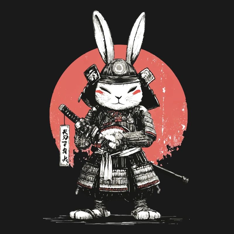 Samurai Rabbit in Armor with Katana