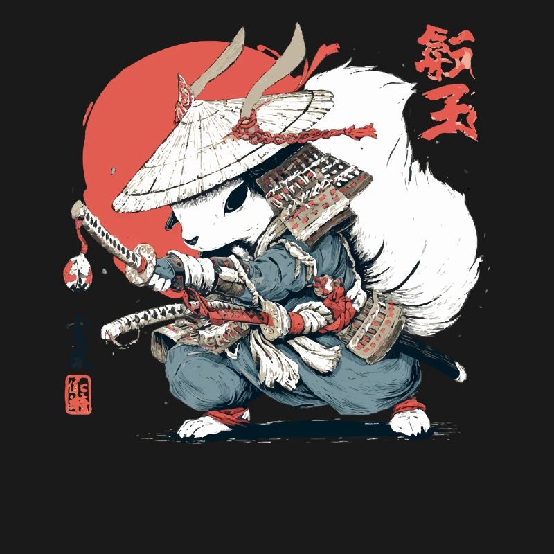 Samurai-Eichhörnchen, japanischer Krieger, Ukiyo-e-Stil Su