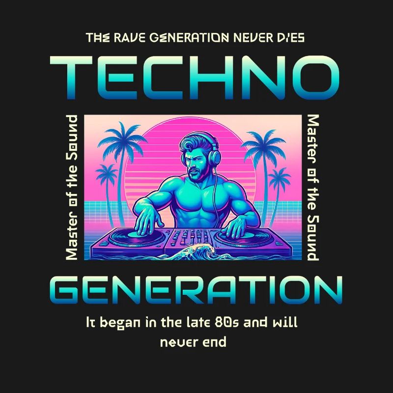 Techno Generation Rave DJ Synthwave Retro