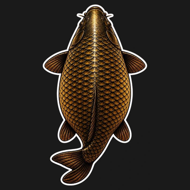 Vue du sommet de la carpe dorée – Conception de pêche propre