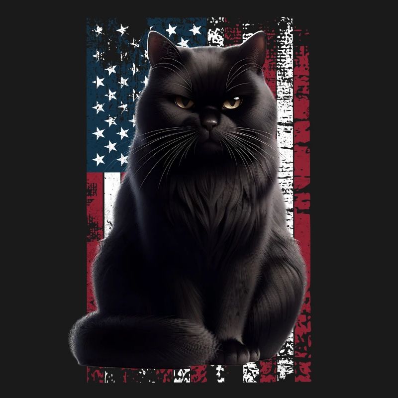 Grumpy Black Cat US Schwarze Katze