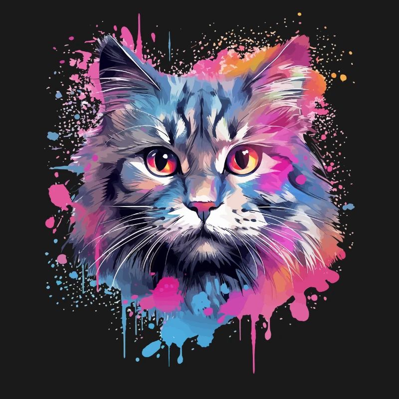 Chat américain à queue bobtail Art coloré