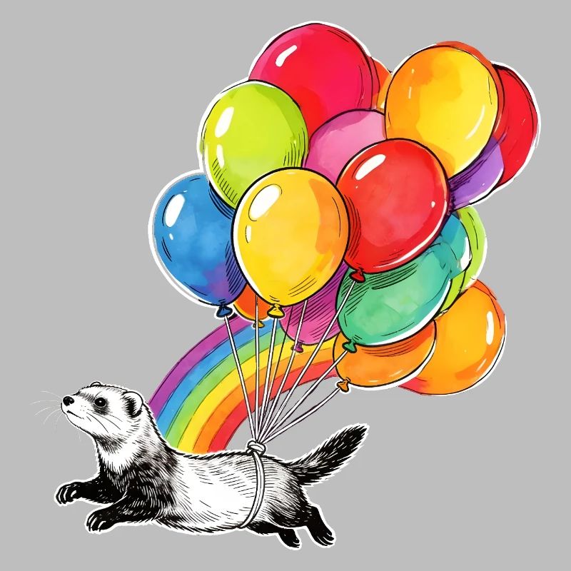 Frettchenballons und Regenbogen