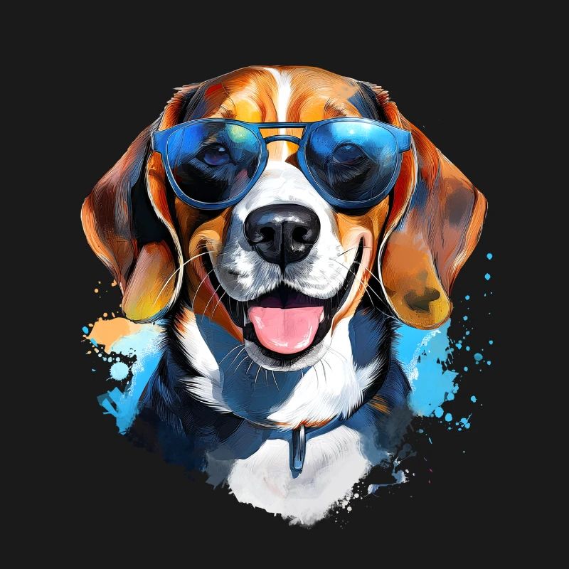 Beagle avec lunettes de soleil