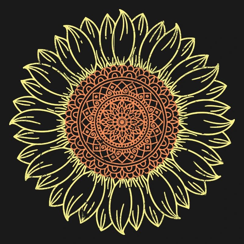 Conception complexe de mandala tournesol