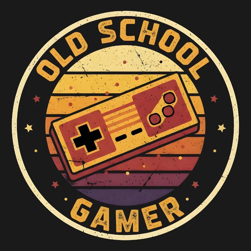 Old School Gamer Sunset Controller Retro Zocker