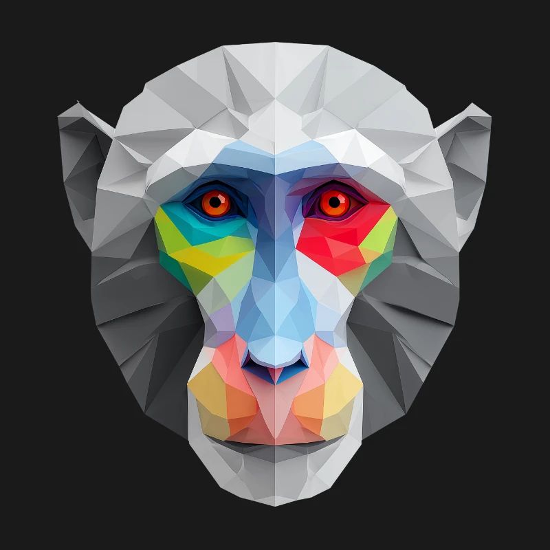 Farbiges Low-Poly Affengesicht Logo Art Design