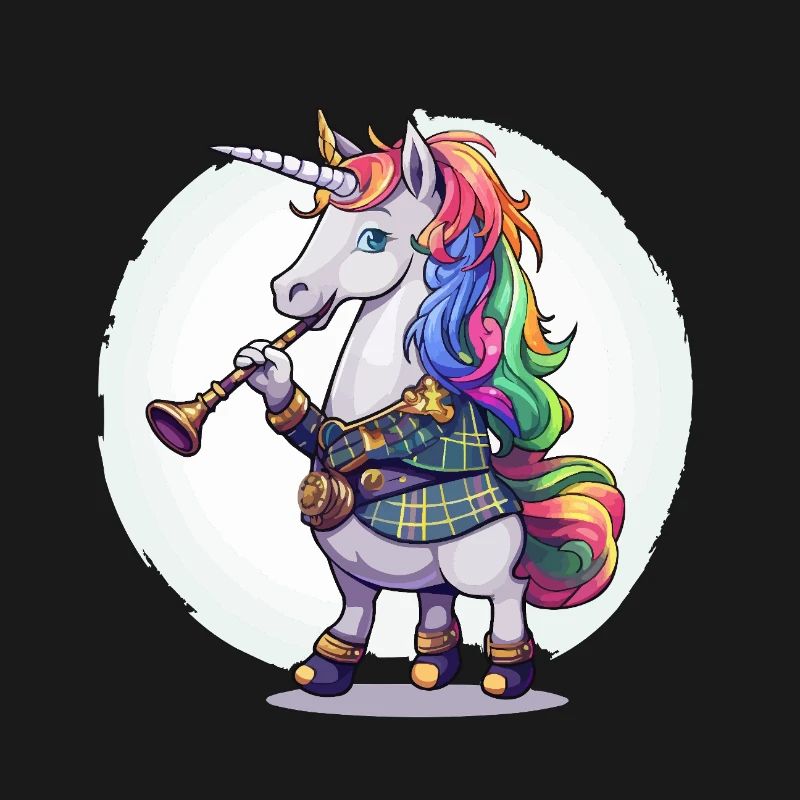 Buntes Einhorn mit Trompete