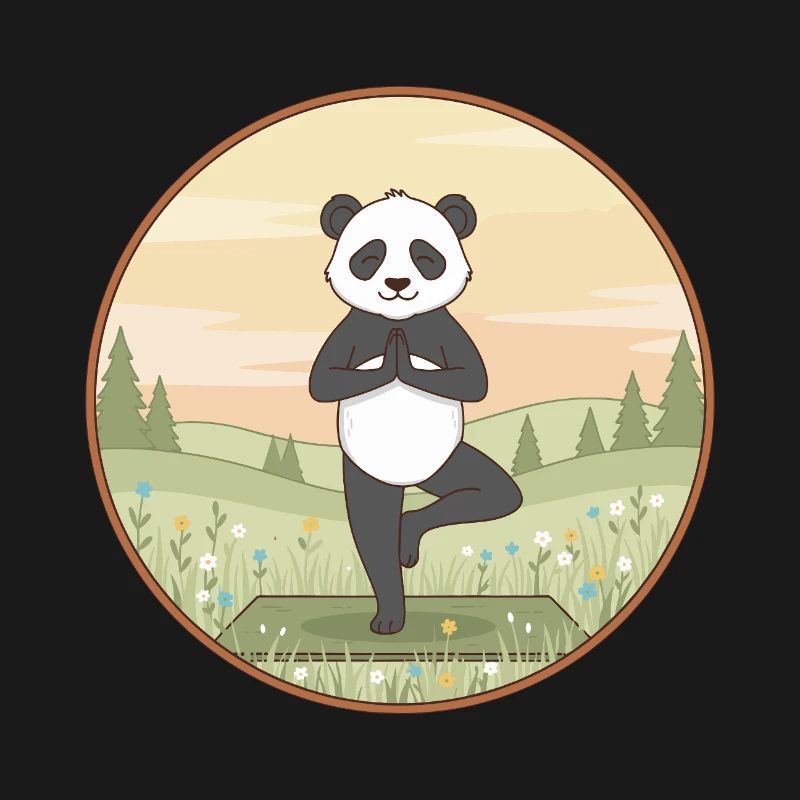 Yoga Panda Bear Doing Tree Pose Art