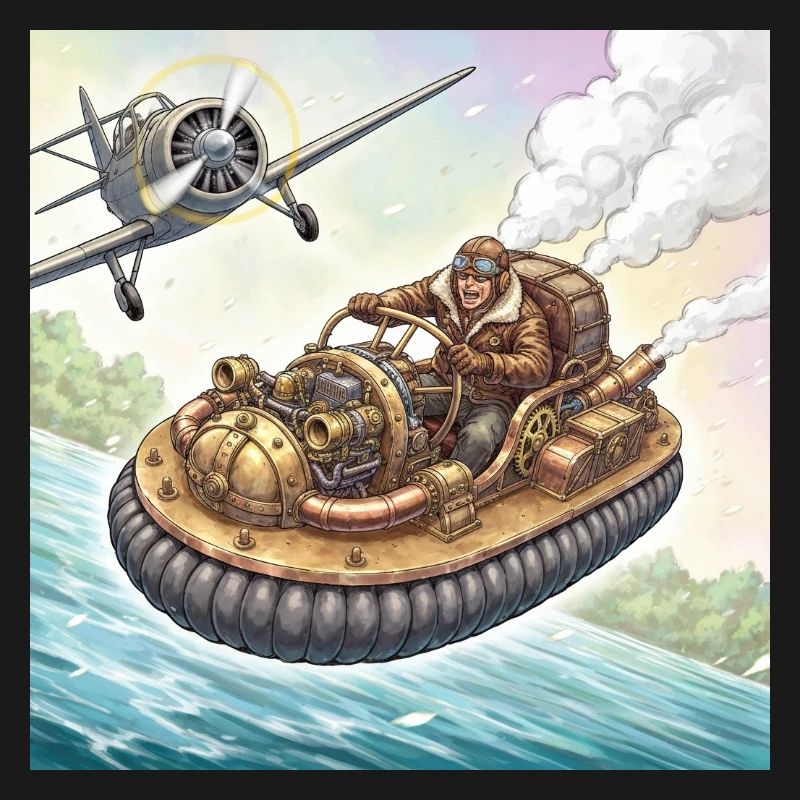 Steampunk-Luftboot-Flussjagd