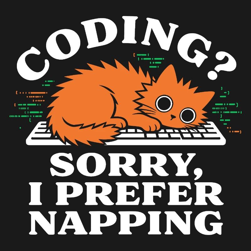 Coding? Sorry, I Prefer Napping Funny Cat