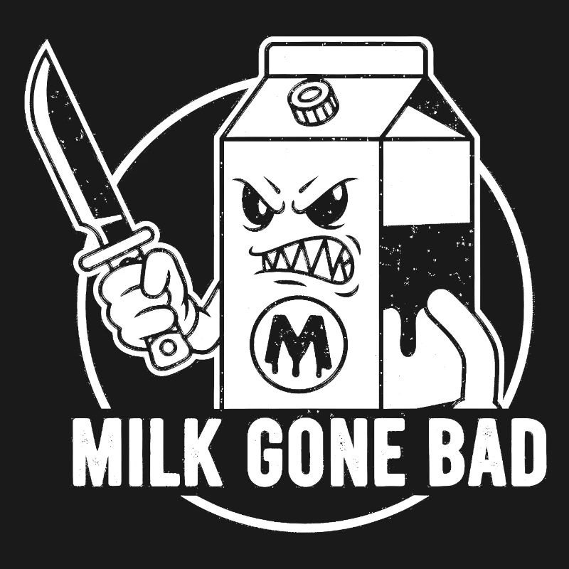 Le lait devient mauvais : une silhouette menaçante en carton