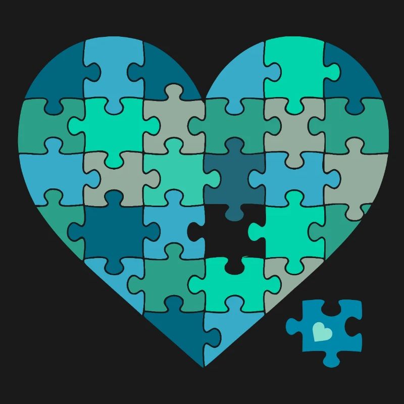Puzzleherz Blaugrün