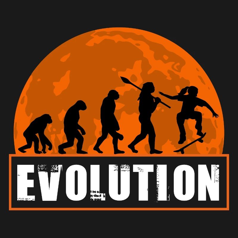 Skateboard Evolution Retro Sunset Skater