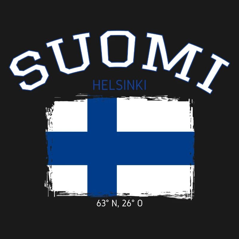 Drapeau de la Finlande avec référence à Helsinki