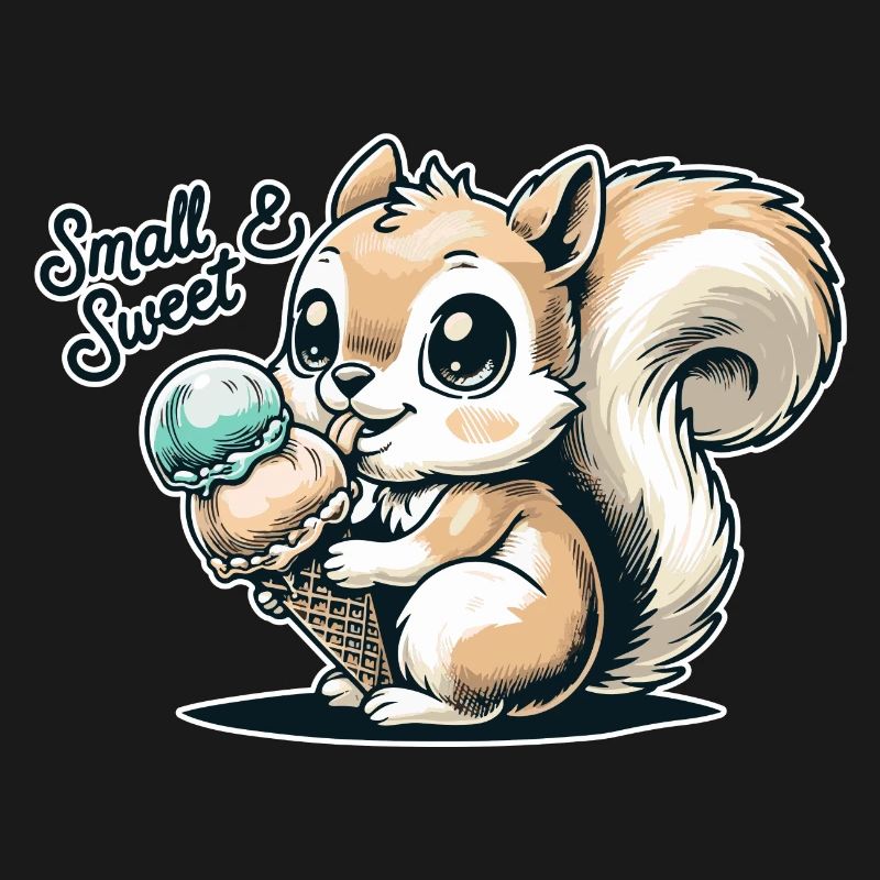 Niedliches Cartoon-Eichhörnchen mit Eiscreme