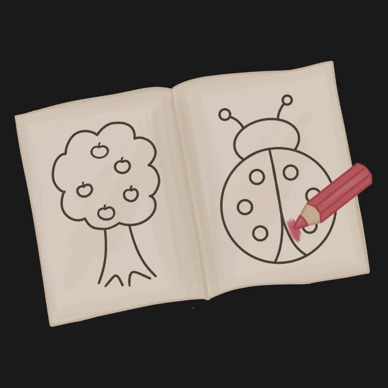 Tree and Ladybug Doodle Sketch
