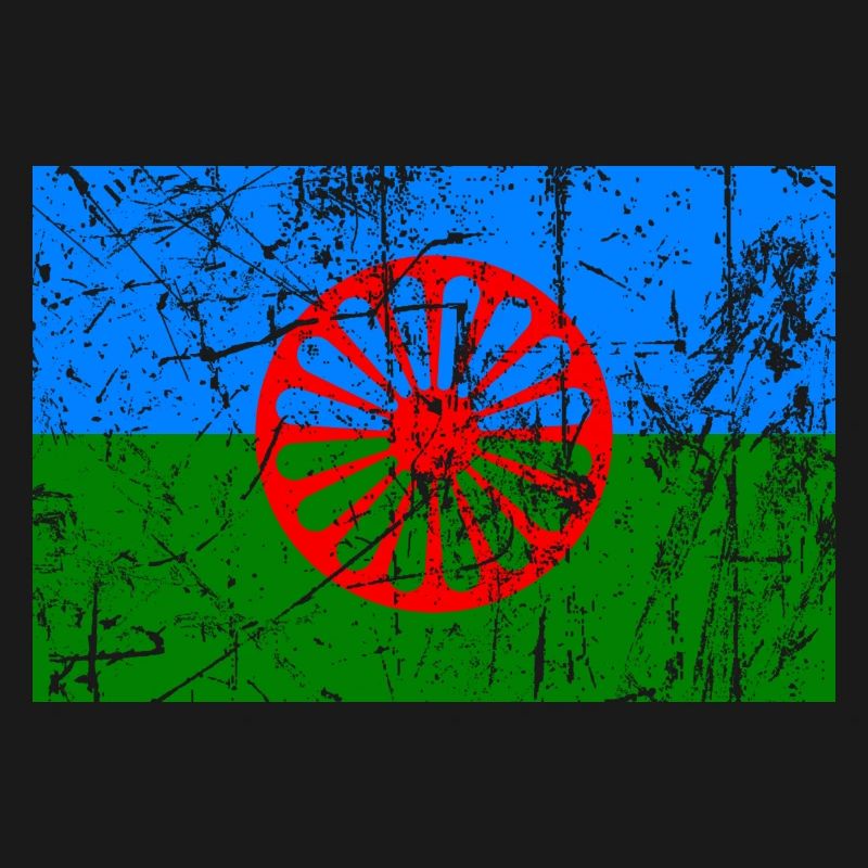 drapeau du peuple romani ou styago le romengo
