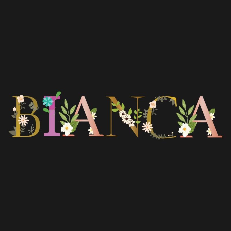 BIANCA Nom décoré de fleurs