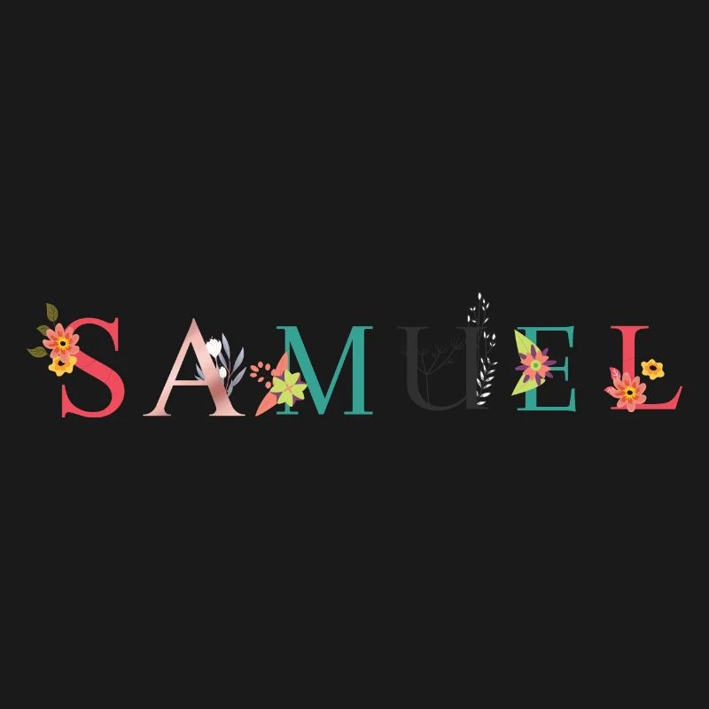 Art du nom SAMUEL avec des fleurs brodées