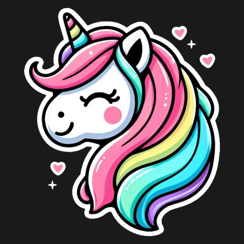 Einhorn Comic Regenbogen Herzen