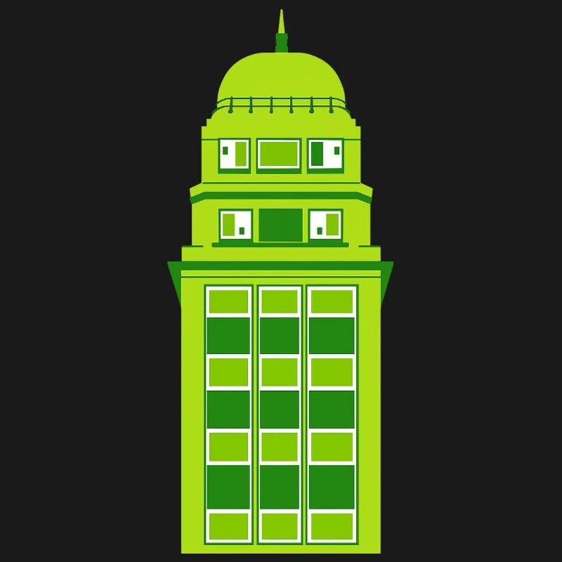 Retro Green Tower Clock