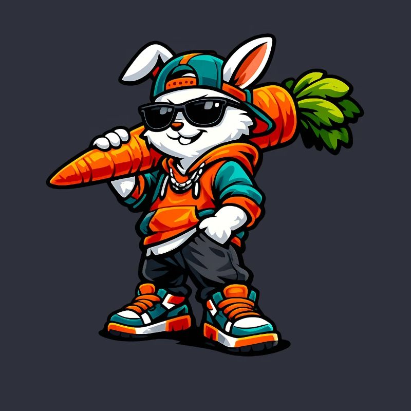 Funny Easter Bunny with Carrot Rabbit