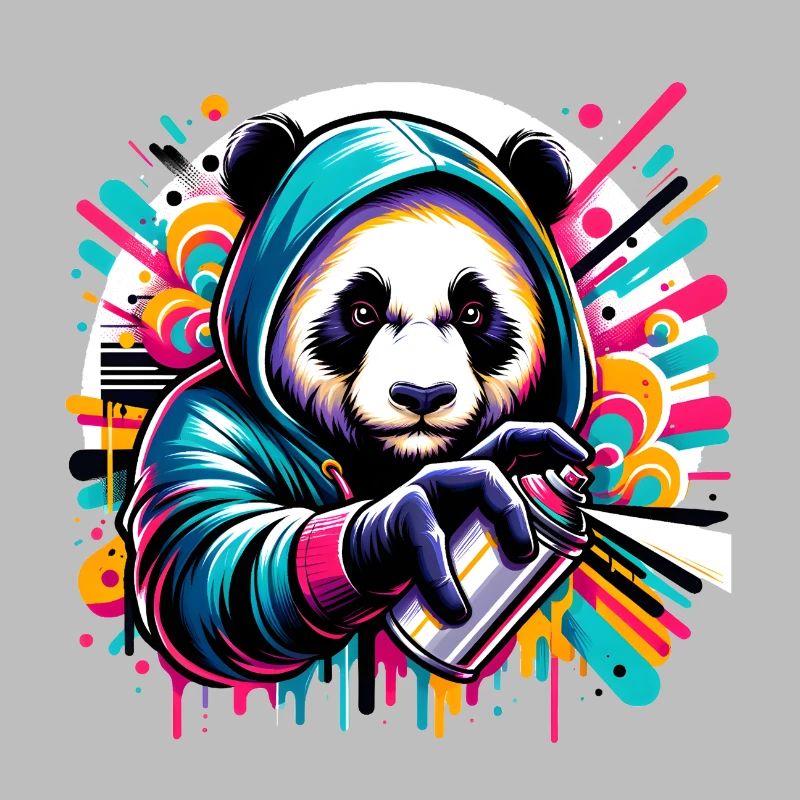 witziger Panda Bär mit Graffiti und Spraydose