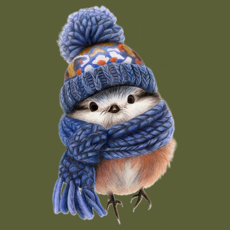 Oiseau d’hiver avec écharpe
