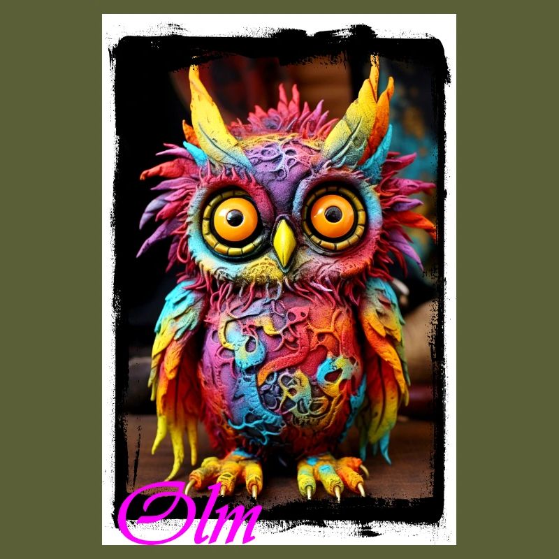 Bunte Fantasiewelt Eulenfigur Puppe Textil Märchen