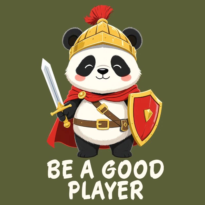 Panda Ritter mit Schwert – Be A Good Player