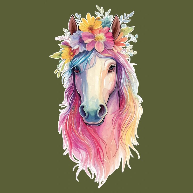 Cheval avec des fleurs