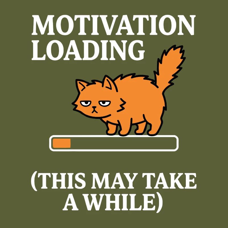 Motivation Loading Müde Katze mit Ladebalken