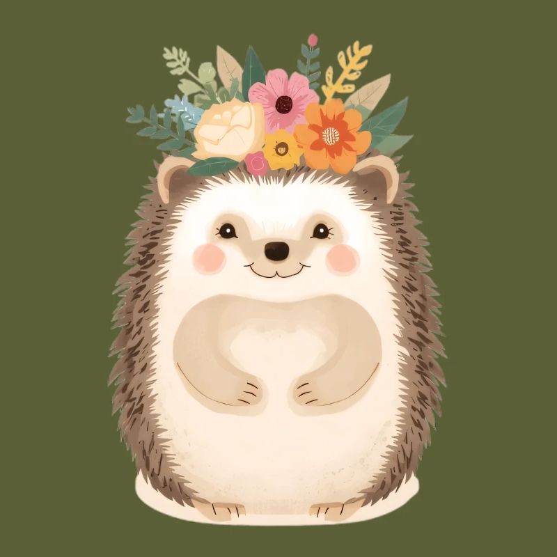 Hérisson en couronne de fleurs : doux ami de la forêt