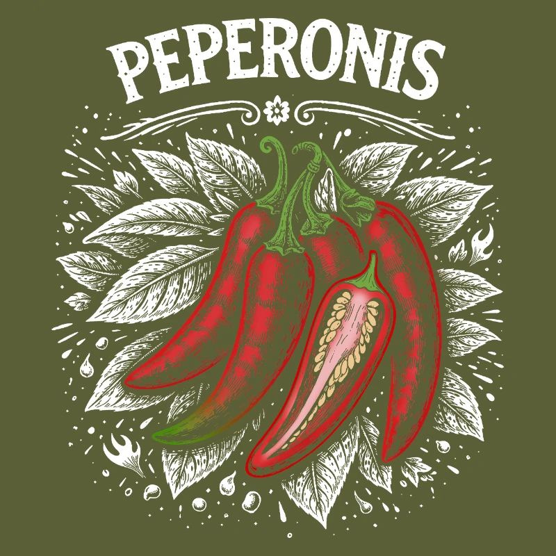 Peperonis Brennendes Blattdesign