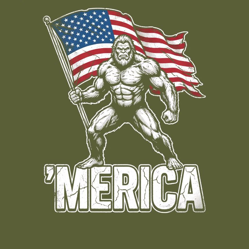 America Bigfoot Funny 4th of July Bigfoot Ameri
