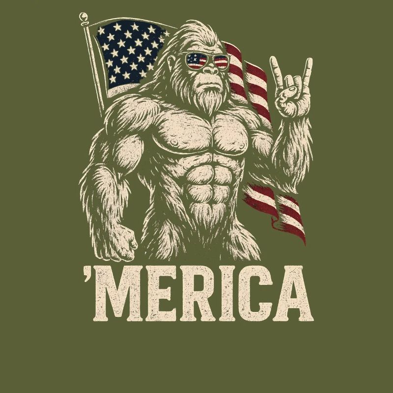 Amerika Bigfoot Lustiger Bigfoot zum 4. Juli Ameri