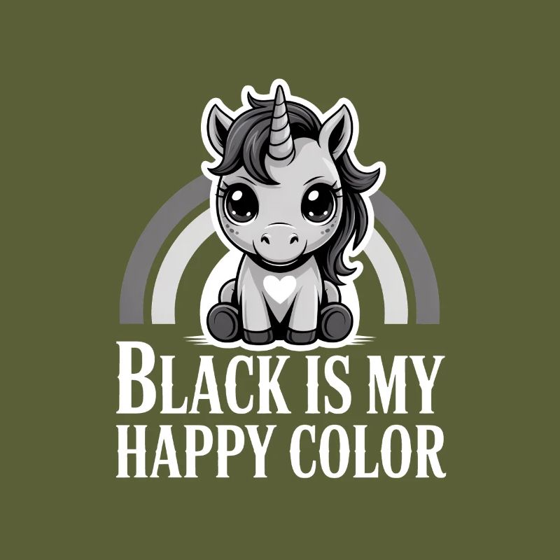 Le noir est ma licorne de couleur joyeuse