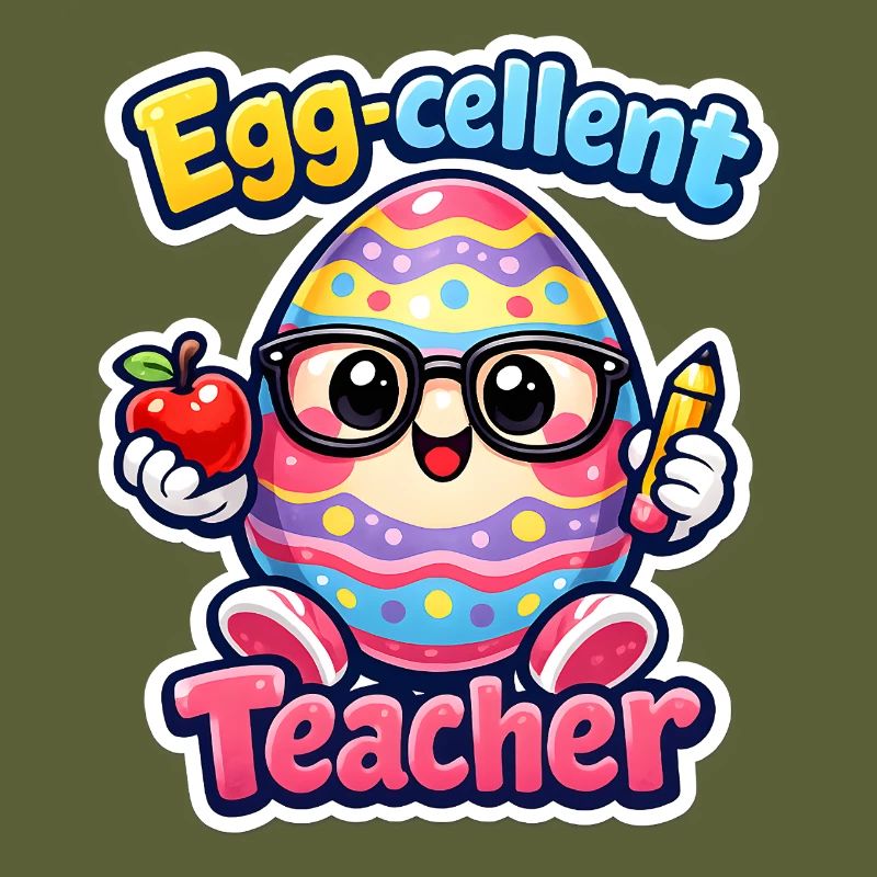 Eggcellent Teacher Cartoon Easter Egg