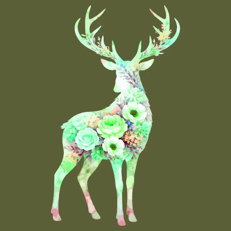 Fleurs en forme d’aquarelle de cerf