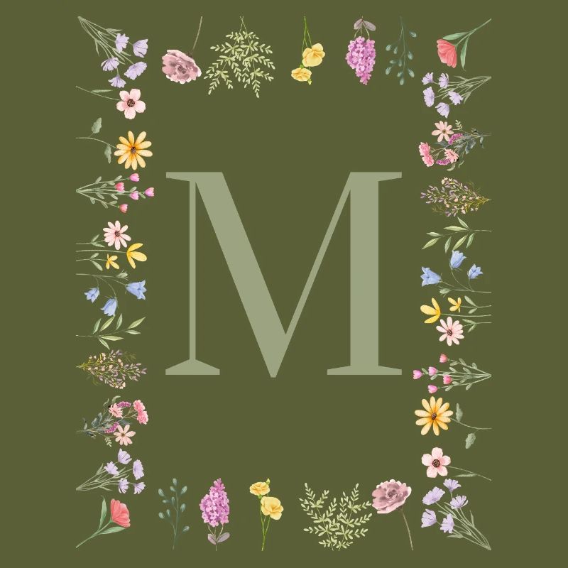 Monogramme floral initial M