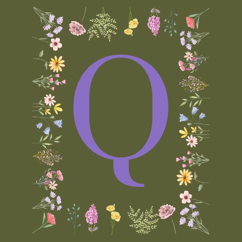 Monogramme « Q », initiales florales