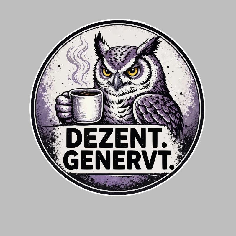 Dezent Genervt Eule mit Kaffee